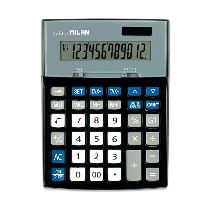 Milan Calculadoras 12 Digitos - 3 Teclas de Memoria - Funcion Impuestos - Calculo de Margenes - Tecla Rectificacion Entrada de Datos - Color Negro 1