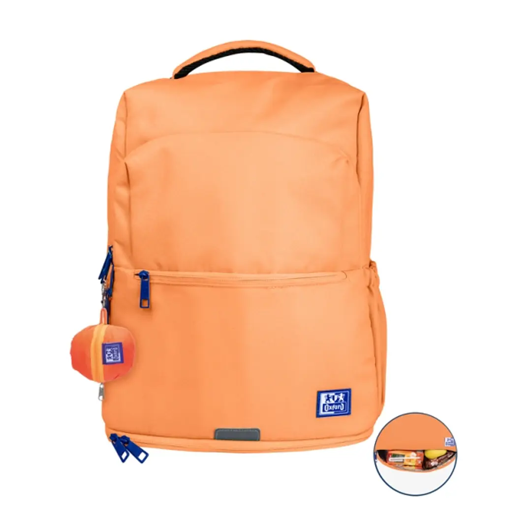 Oxford B-Out Mochila 30L - Tamaño 42x30x15cm - Bolsillo Acolchado - Asa Superior - Funda para Lluvia - Poliester Reciclado RPET - Color Melocoton 1
