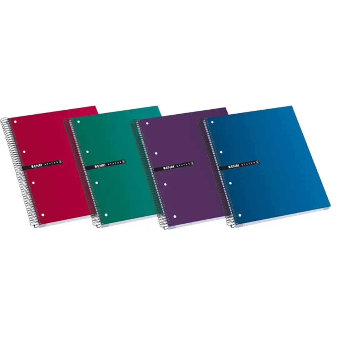 Enri Status A4+ Cuaderno Espiral Microperforado - Tapa Extradura - 120 Hojas - Colores Surtidos 1