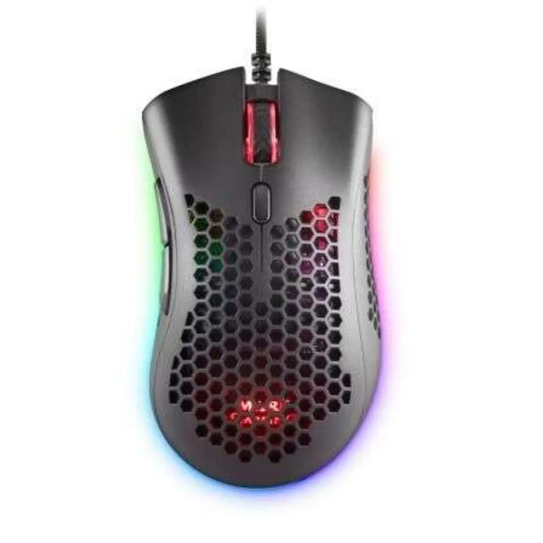 Mars Gaming MMEX Raton Gaming USB 32000dpi - Carcasa de Panel Perforado - 7 Botones Programables - Iluminacion RGB Chroma - Uso Diestro - Cable de 1.7 1