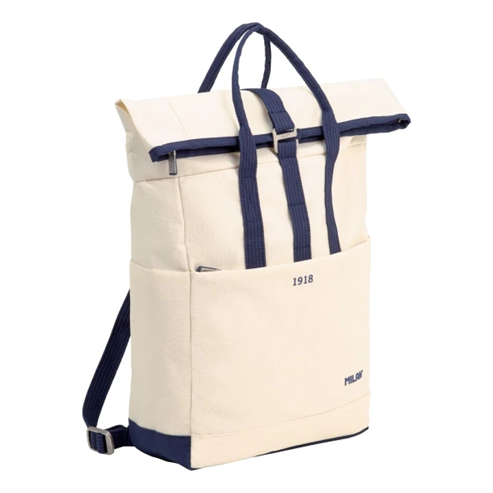 Milan Coleccion 430 Mochila Urbana 10L - Cierre Superior Enrollable - 2 Bolsillos Laterales - Bolsillo Trasero Acolchado - Asas Regulables - Color Bei 1