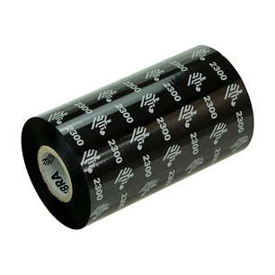 Zebra ZipShip 2300 Pack de 12 Cintas de Transferencia Termica Original Negro - Cintas de Cera - Nucleo 12.7mm, Ancho 84mm, Longitud 74m