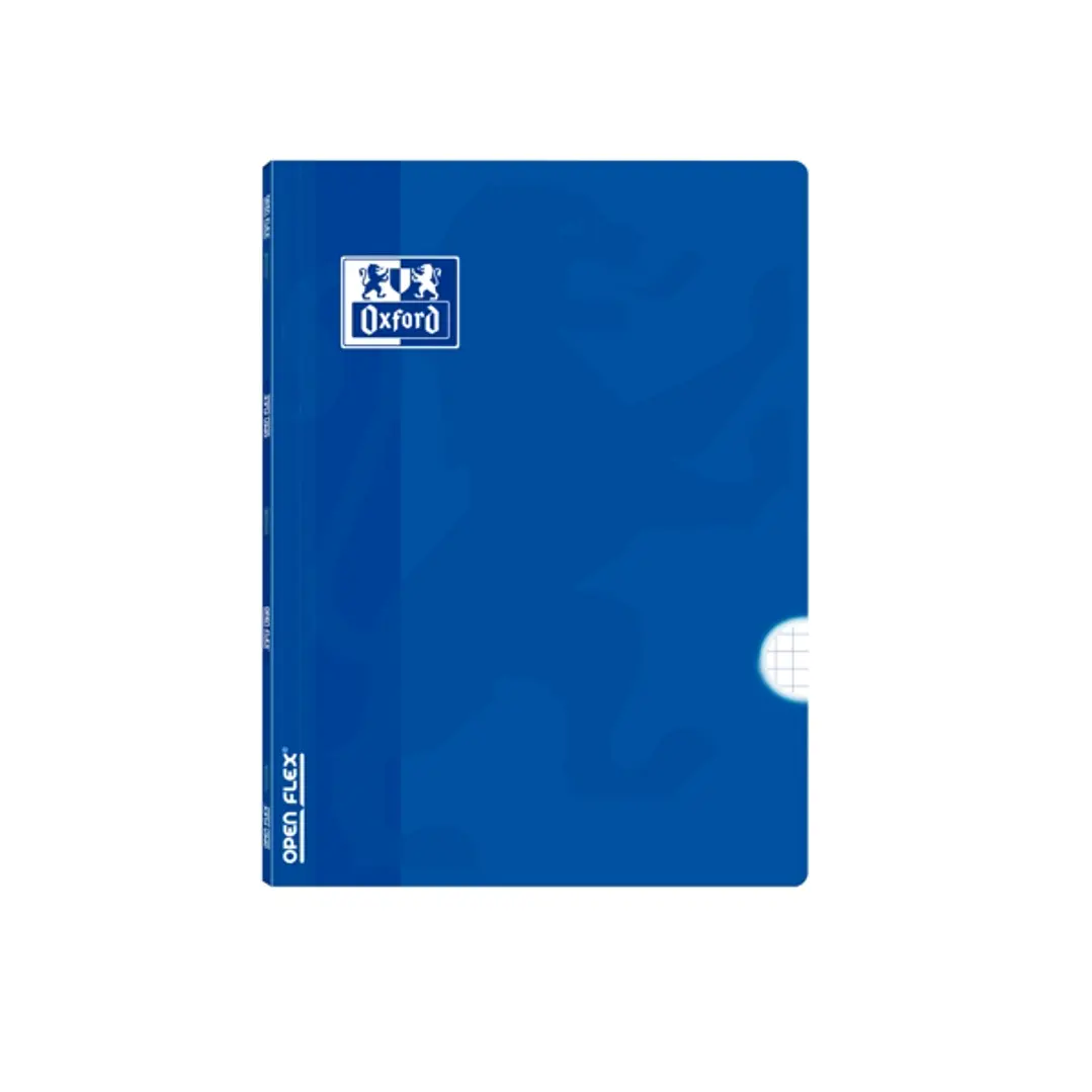 Oxford School Classic Openflex A5+ Libreta Grapada - Tapa de Plastico Resistente - 48 Hojas con Margen - Cuadricula 4x4 - Color Azul 1
