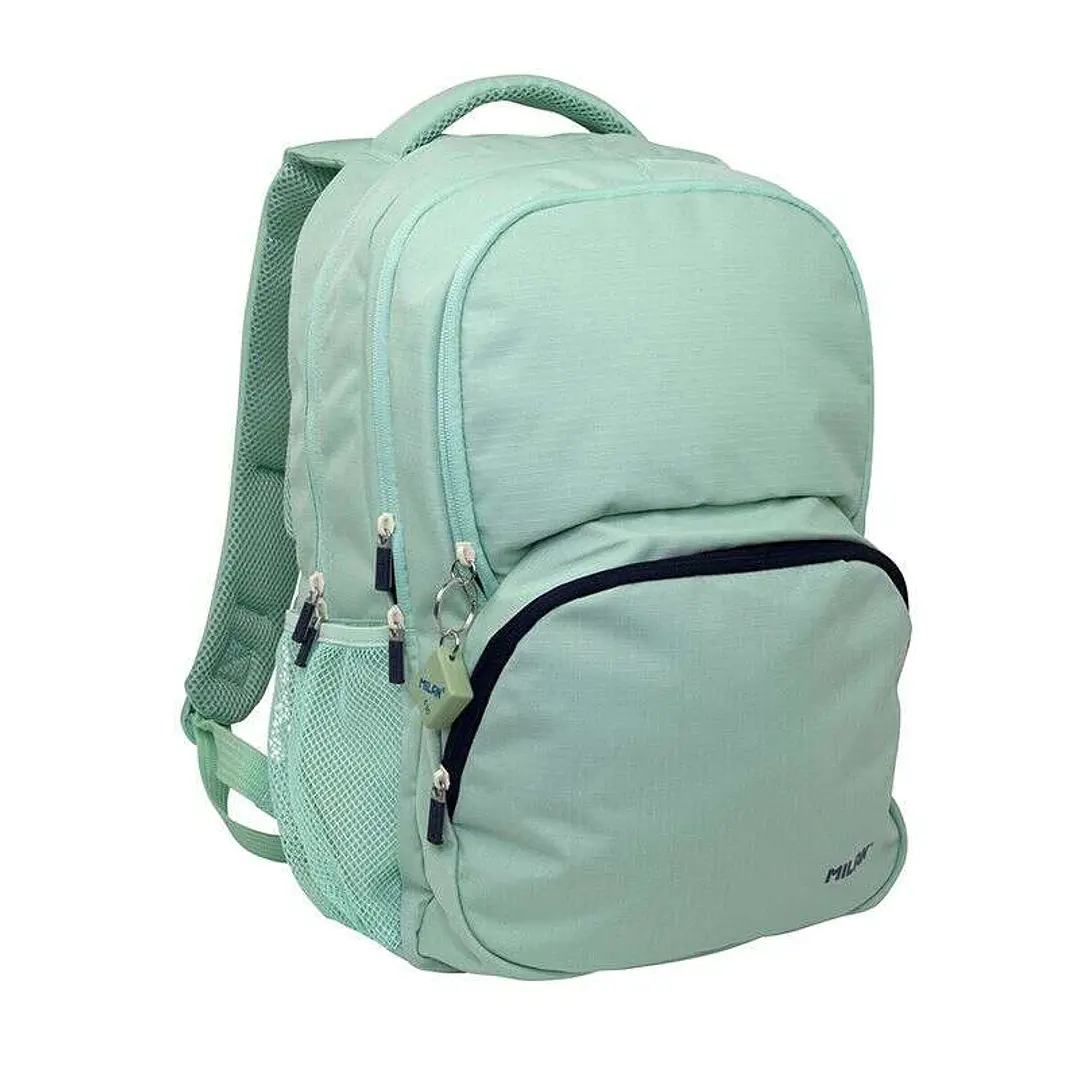 Milan Serie 1918 Mochila Escolar 25L - 3 Bolsillos Delanteros + 2 Bolsillos Laterales - Asas Regulables y Acolchadas - Tamaño 46,5x30x17cm - Color Ver 1