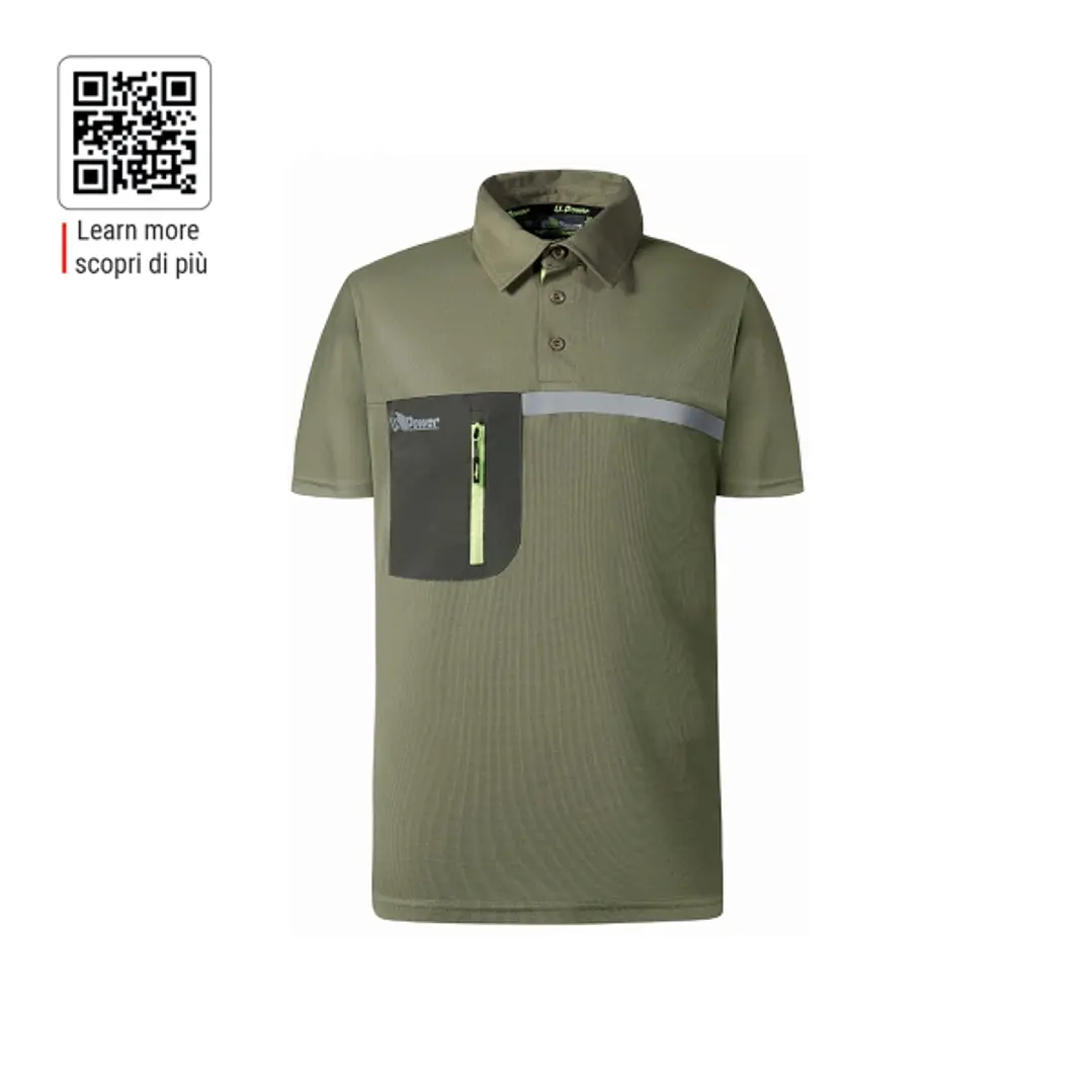 Upower Libra Polo Hombre Termorregulador - Talla S - Antimicrobiano HeiQ Pure, Bolsillo con Cremallera, Banda Reflectante, Proteccion DPI1 - Color Ver 1