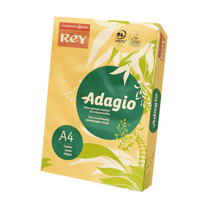 Dohe Adagio Paquete de 500 Hojas de Papel A4 de 80g - Apto para Fotocopiadoras e Impresoras - Alta Calidad y Versatilidad - Color Oro Pastel 1