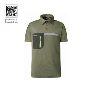 Upower Libra Polo Hombre Termorregulador - Talla L - Antimicrobiano HeiQ Pure, Bolsillo Cremallera, Banda Reflectante, Proteccion DPI1 - Color Verde O