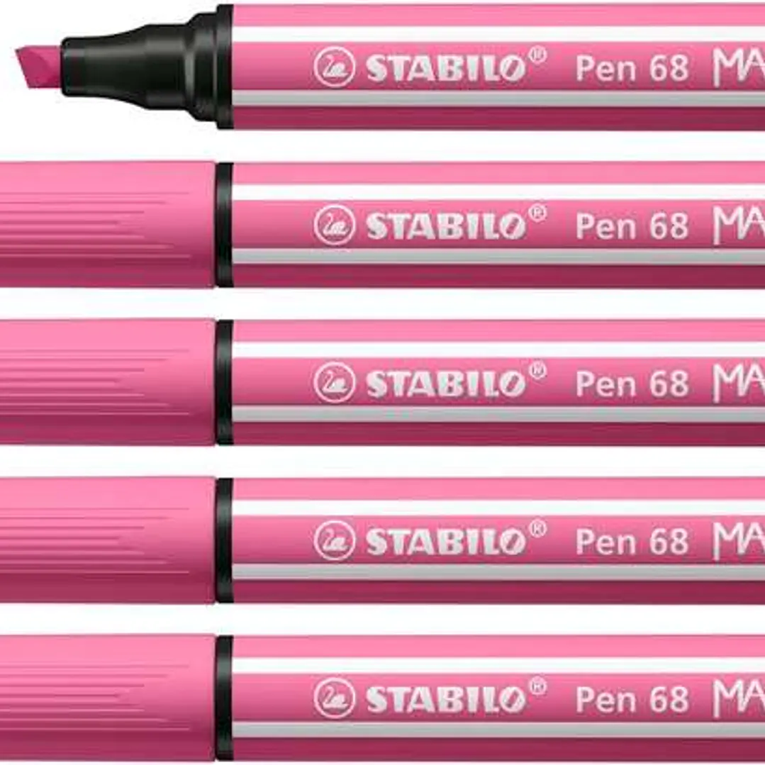 Stabilo Pen 68 MAX Rotulador - Punta de Fibra Biselada - Trazo entre 1-5mm aprox. - Tinta a Base de Agua - Color Heliotropo 1