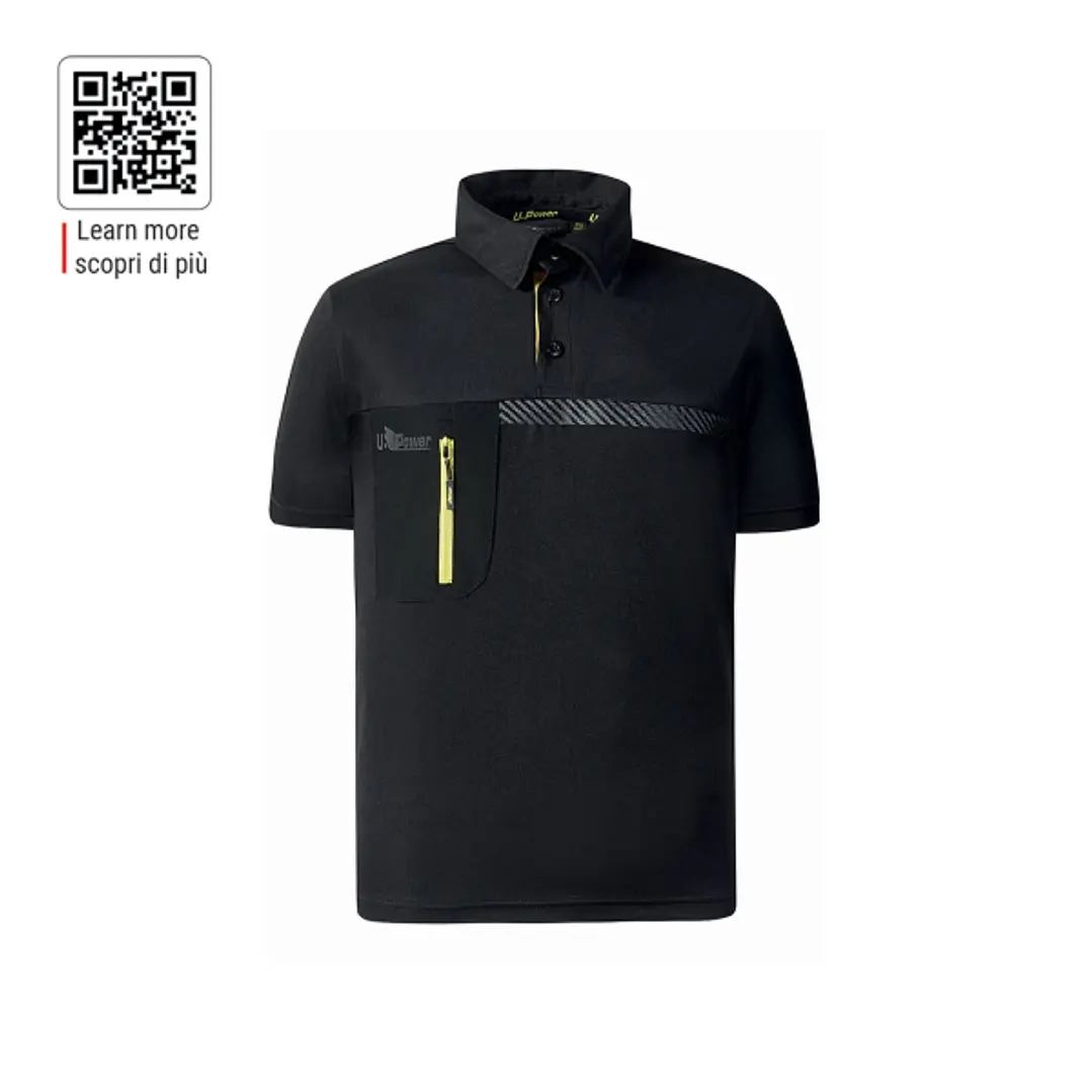 Upower Libra Polo Hombre Termorregulador - Talla 4XL - Tecnologia HeiQ Smart Temp, Antimicrobiano HeiQ Pure, Bolsillo con Cremallera, Banda Reflectant 1