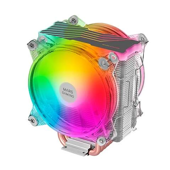 Mars Gaming Doble Ventilador CPU 120mm con Disipador - Iluminacion ARGB - Hasta 220W - Velocidad Max. 1600rpm - 6 Heatpipes 1