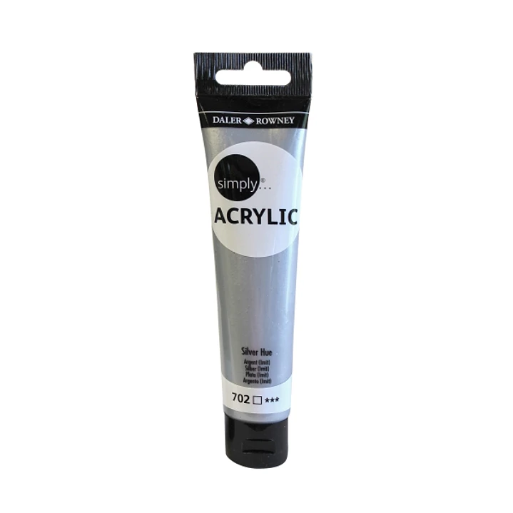 Daler Rowney Simply Pintura Acrilica - Tubo de Plastico - 75ml - Color Plata 1