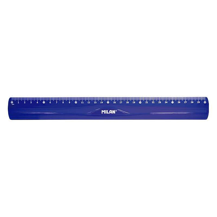 Milan Regla Flexible y Resistente - Longitud 30cm - Color Azul Translucido 1