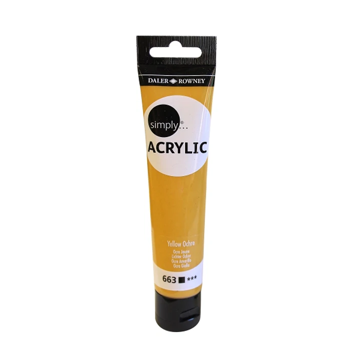 Daler Rowney Simply Pintura Acrilica - Tubo de Plastico - 75ml - Color Ocre Amarillo 1