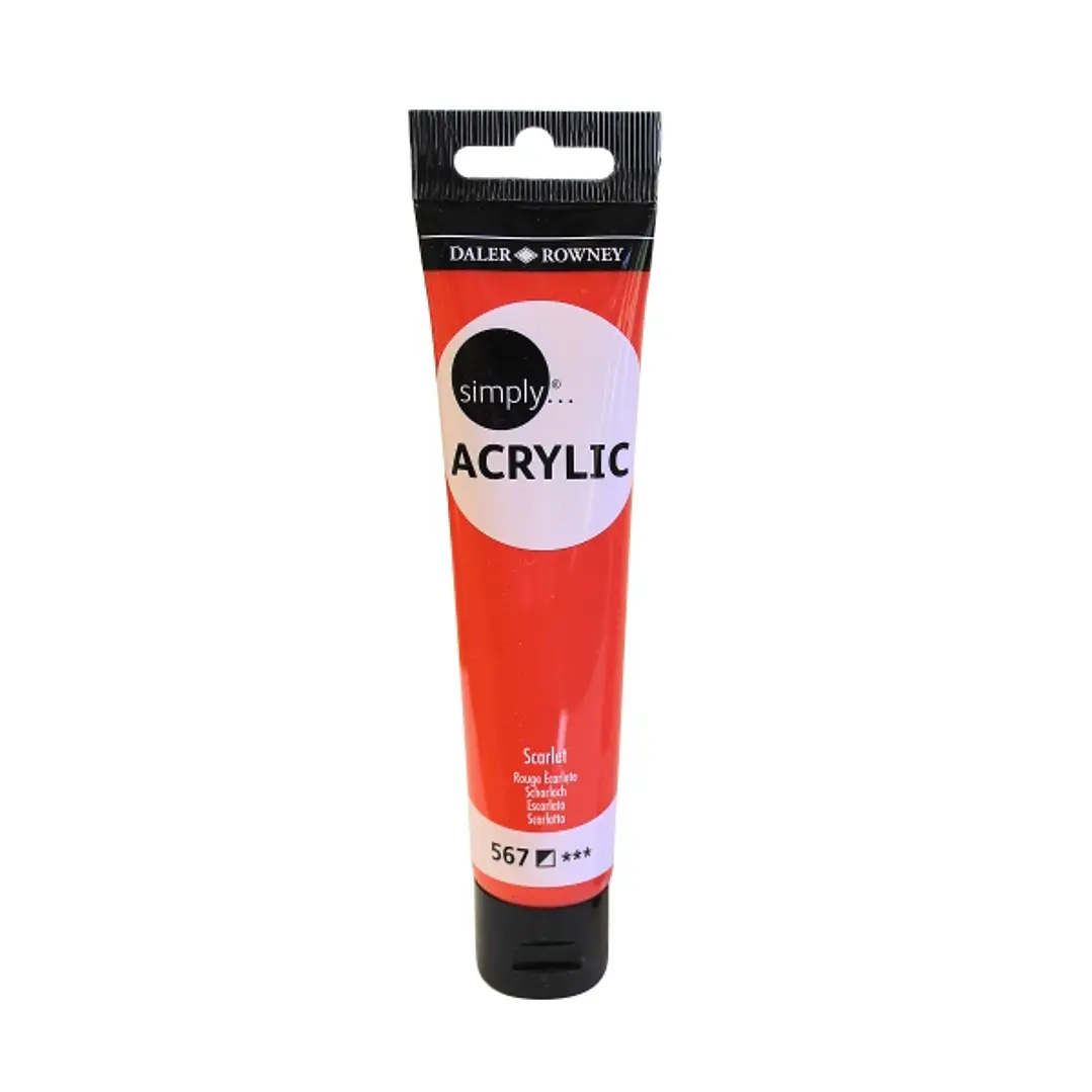 Daler Rowney Simply Pintura Acrilica - Tubo de Plastico - 75ml - Color Escarlata 1