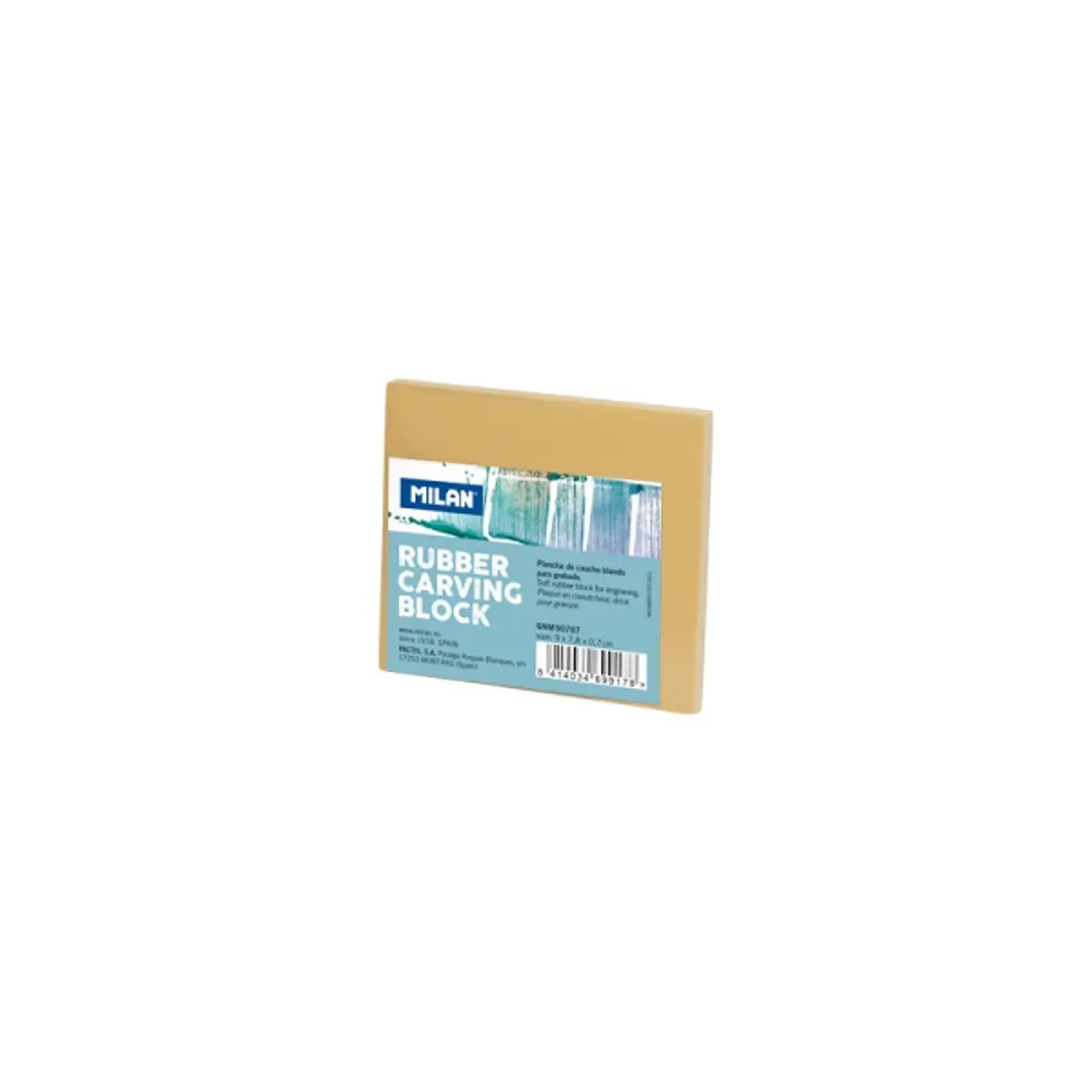 Milan Rubber Carving Block Plancha de Grabado - Caucho Suave - Formato S - 9x7.8x0.7cm - Color Marron 1