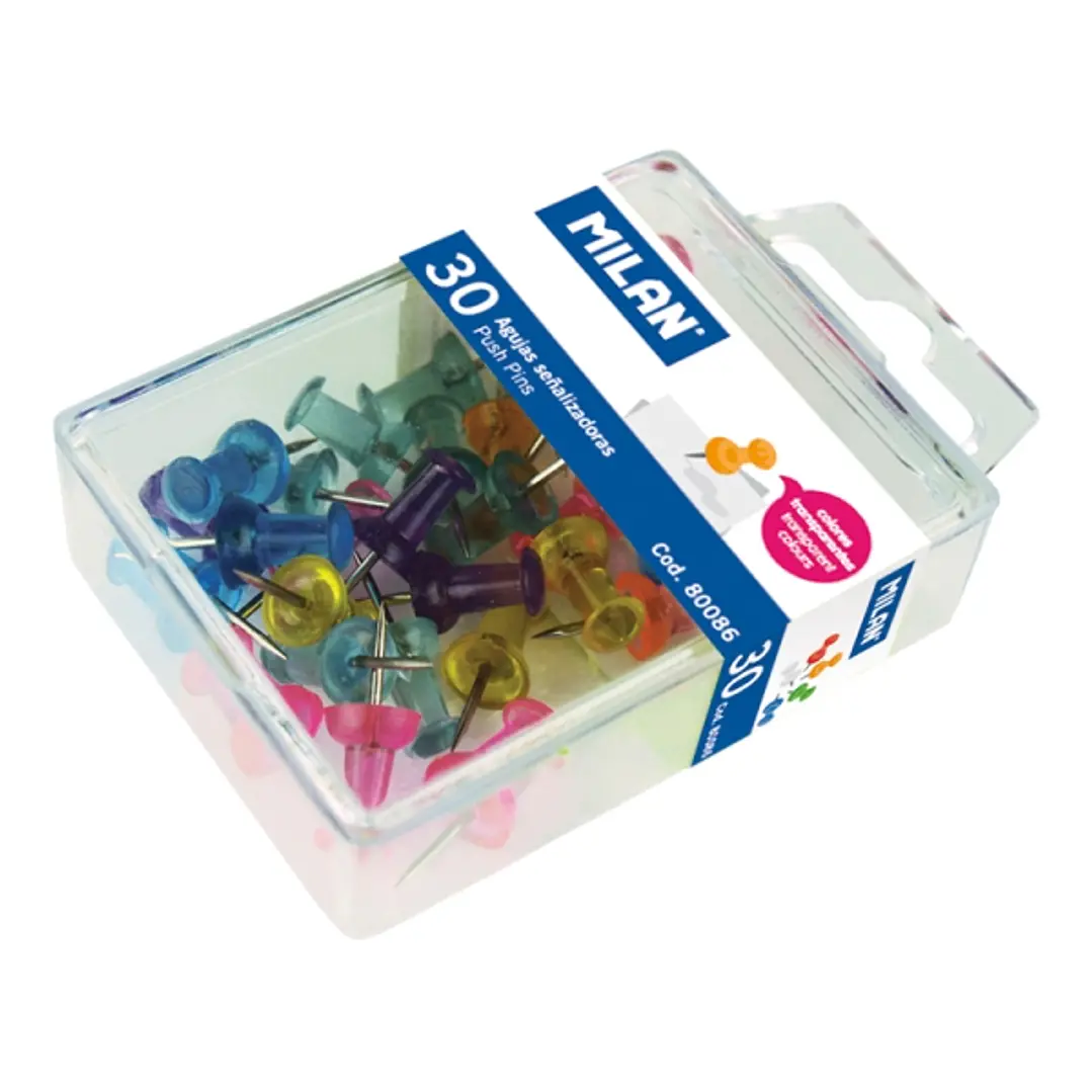 Milan Pack de 30 Chinchetas con Cabeza de Plastico - Colores Surtidos 1