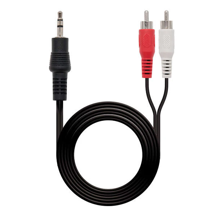 Nanocable Cable Audio Estereo Jack 3.5mm Macho a 2x RCA Macho 3m - Color Negro 1