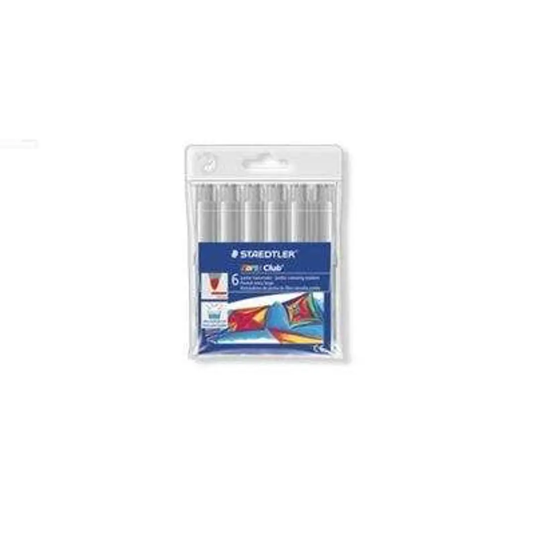Staedtler Noris Watercolour 340 Pack de 6 Rotuladores de Gran Tamaño - Trazo 3mm Aprox - Lavable Facilmente - Tinta Base de Agua - Color Gris 1