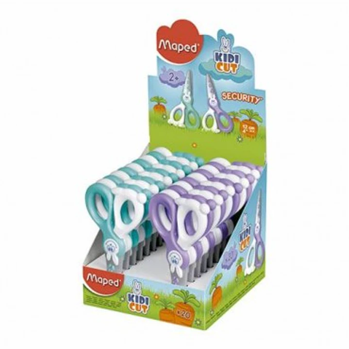 Maped Kidikut Tijera Escolar Punta Redonda 12cm - Cuchillas en Fibra de Vidrio - Mango de Plastico Simetrico - Colores Surtidos 1