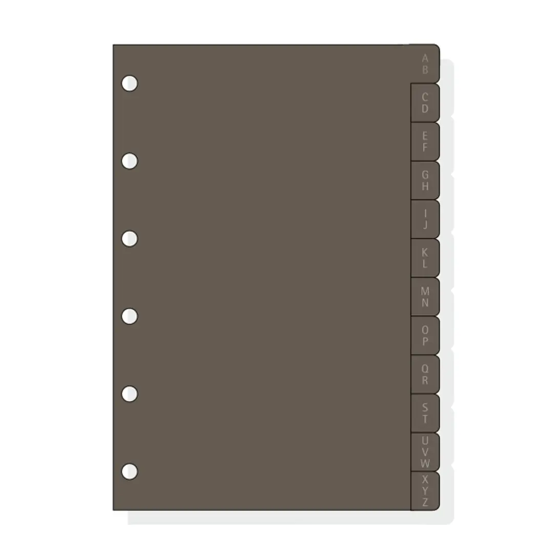 Finocam C261 Indice Alfabetico para Agendas Classic - 12 Solapas - Formato 602 - 83x114x3mm - PVC - Color Marron 1
