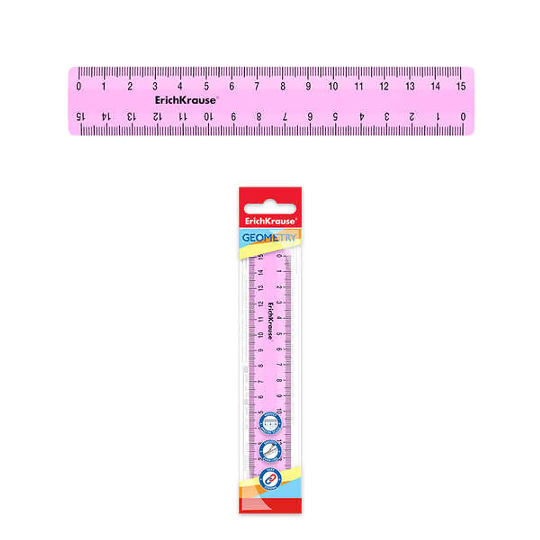 Erichkrause Regla Pastel - 15cm - Rosa - Bolsa de Polietileno 1