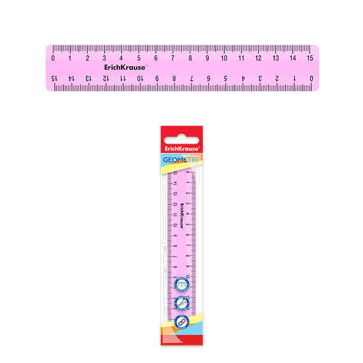 Erichkrause Regla Pastel - 15cm - Rosa - Bolsa de Polietileno 1