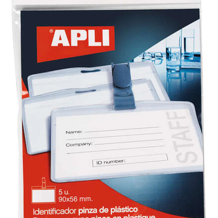 Apli Identificador con Pinza de Plastico para Tarjetas de Visita - Tamaño 90 x 56mm - Ideal para Ferias y Convenciones - Uso en Hospitales, Seguridad  1