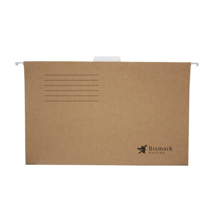 Bismark Pack de 3 Carpetas Colgantes Tamaño Folio Prolongado - Fabricadas en Kraft Marron de 230gr - Varilla de Aluminio 1