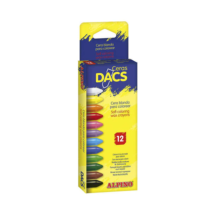 Alpino Dacs Pack de 12 Ceras Blandas de Colores - Textura Cremosa - Mezclables - Pintado Suave y Cubriente - Colorido y Creativo - Colores Surtidos 1