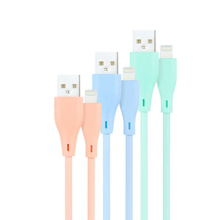 Nanocable Pack de 3 Cables USB-A Macho a Lightning Macho - Longitud 1m - Colores Pastel Rosa, Verde y Azul 1
