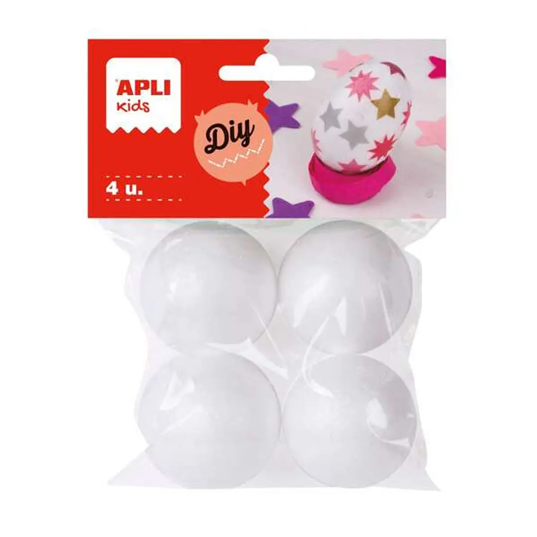Apli Pack de 4 Bolas de Porexpan Ø 45 mm - Color Blanco 1