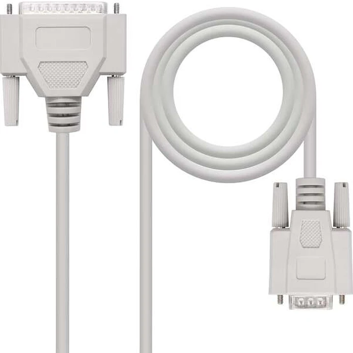 Nanocable Cable Serie Modem DB9 Hembra a DB25 Macho 1.80m - Color Beige 1