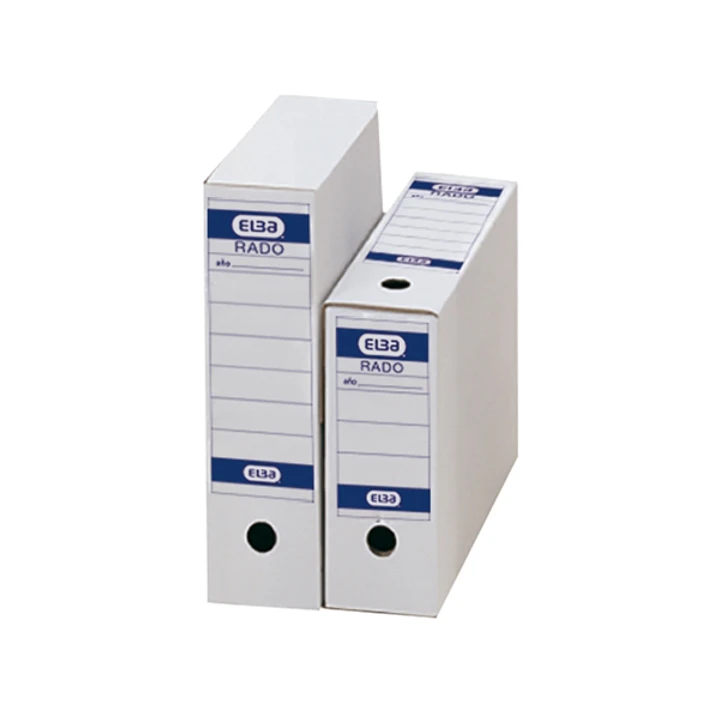 Elba Caja de Archivo Definitivo Folio - Resistente y Duradera - Ideal para Organizar Documentos - Color Blanco y Azul 1