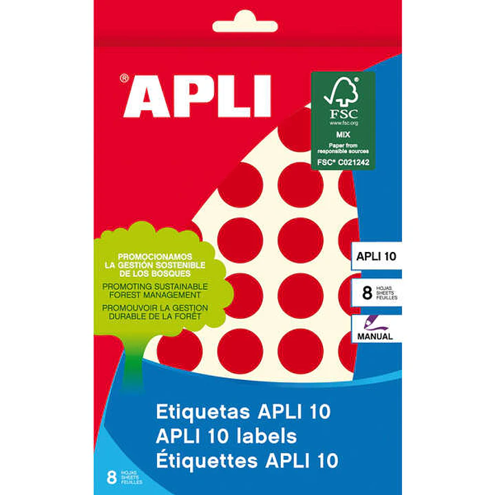 Apli Etiquetas 10 Rojas Ø 19mm 8 Hojas 1