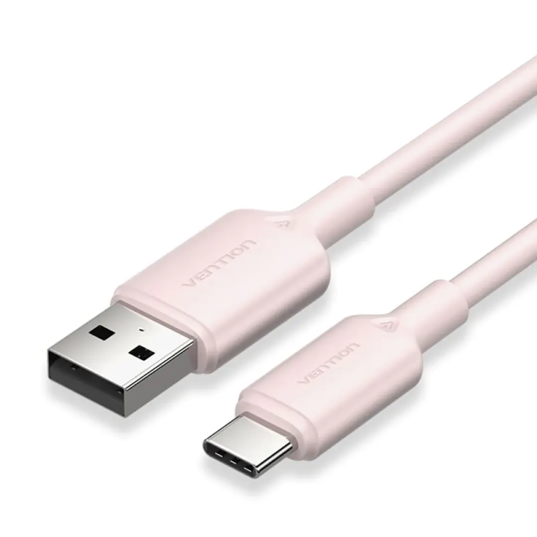 Vention Cable USB-C a USB-A 3A 60W - 1m - Trenzado - Color Rosa 1