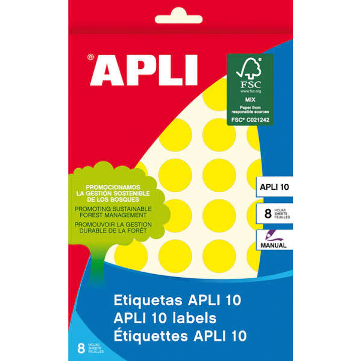 Apli Etiquetas 10 Amarillas Ø 19mm 8 Hojas 1