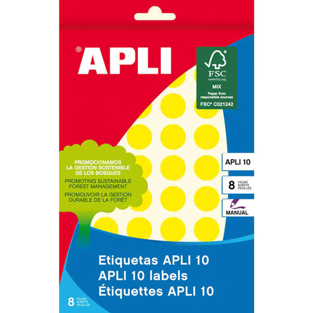 Apli Etiquetas 10 Amarillas Ø 16mm 8 Hojas 1
