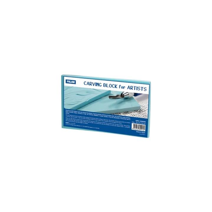 Milan Carving Block Plancha de Grabado - Vinilo Flexible - Formato M - 15x9x0.6cm - Color Azul 1