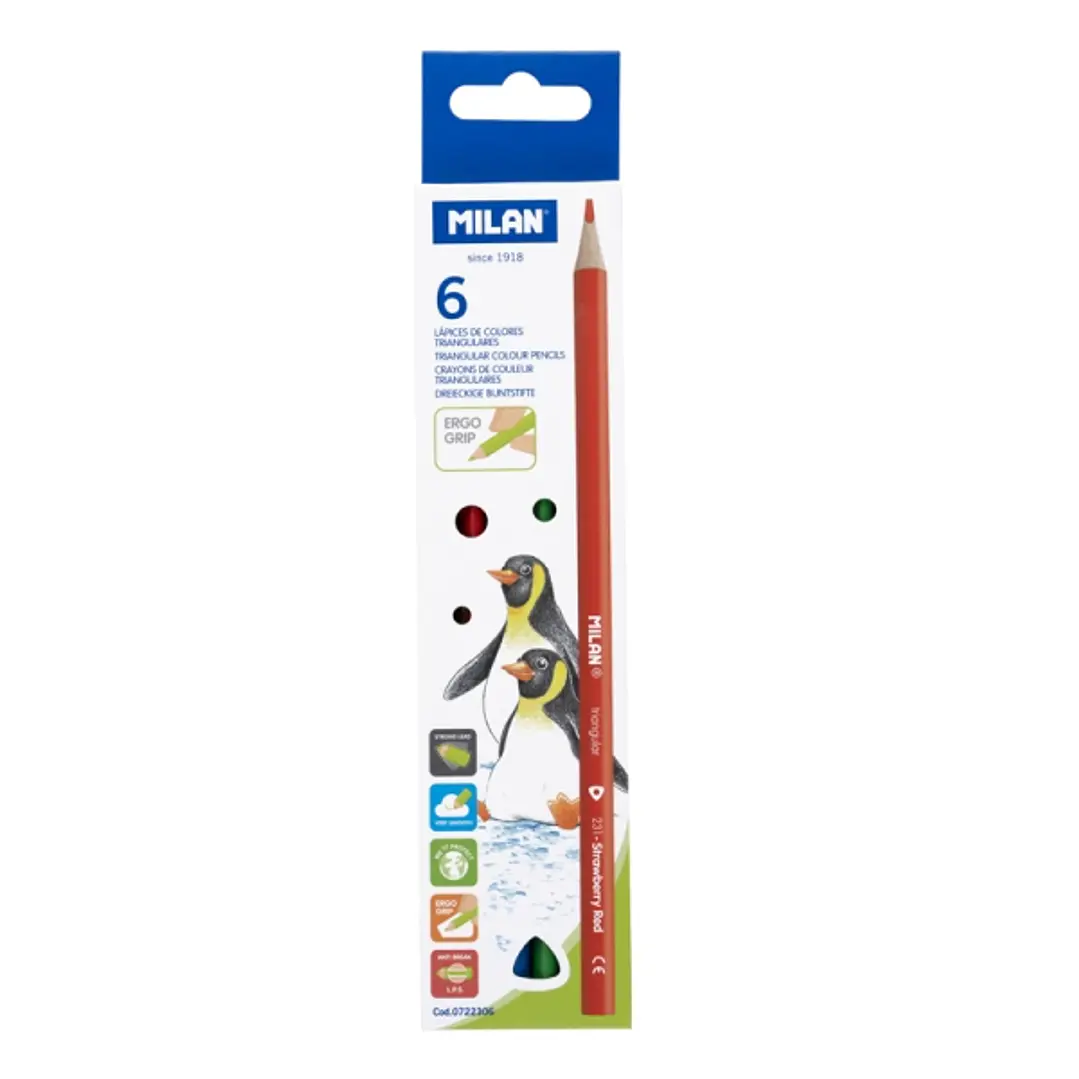 Milan Pack de 6 Lapices de Colores - Triangulares - Colores Surtidos 1