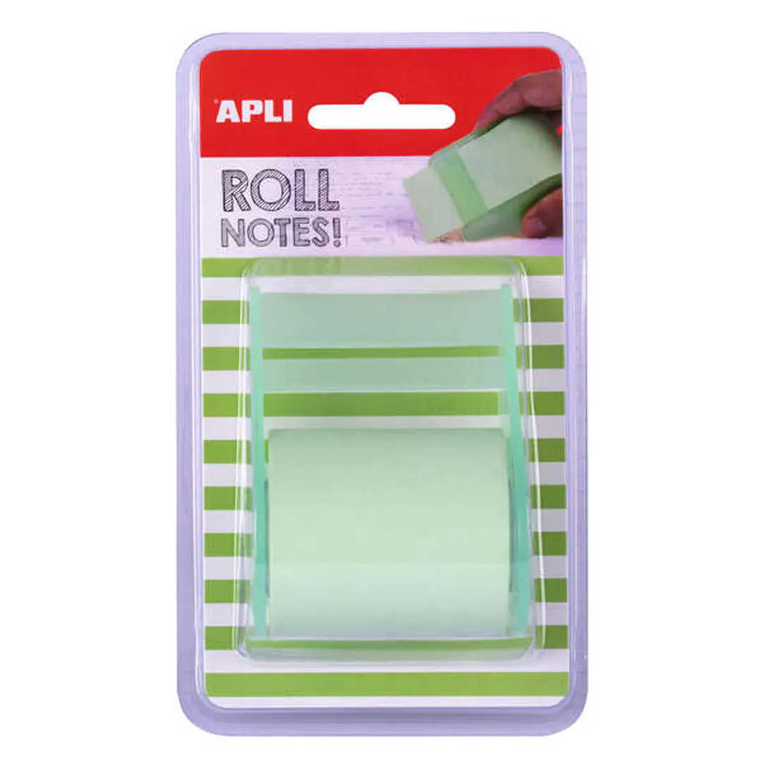 Apli Rollo Dispensador de Nota Adhesiva 50mm x 8m - Facil de Usar - Adhesivo de Calidad - Practico y Portatil - Verde Pastel 1