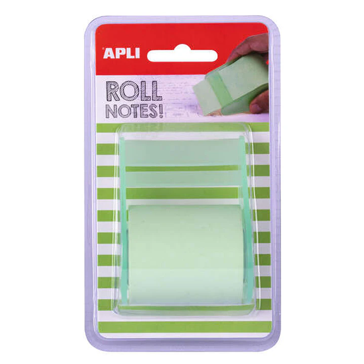 Apli Rollo Dispensador de Nota Adhesiva 50mm x 8m - Facil de Usar - Adhesivo de Calidad - Practico y Portatil - Verde Pastel 1