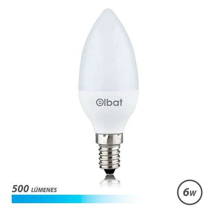 Elbat Bombilla LED C37 6W 500LM E14 Luz Fria - Ahorro de Energia - Larga Vida Util - Facil Instalacion - Color Blanco 1