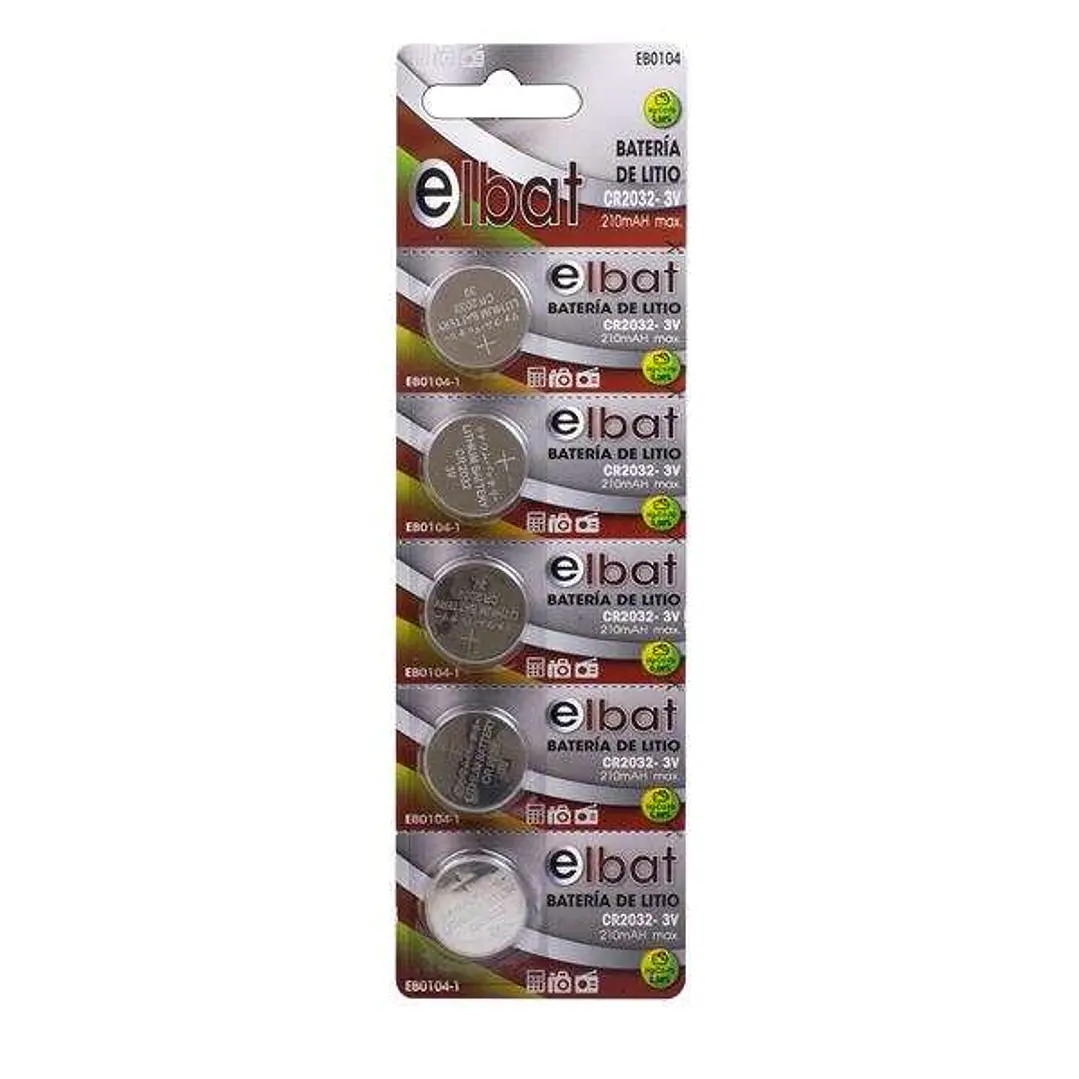 Elbat Pack de 5 Pilas Litio de Boton CR2032 3V 1
