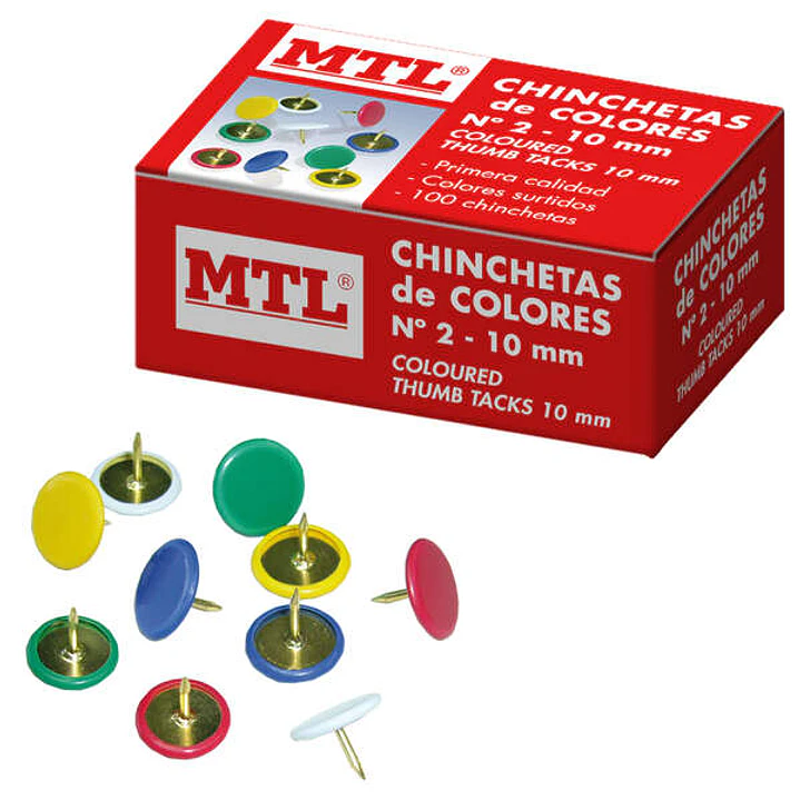 Dohe Caja de 100 Chinchetas de Colores Surtidos del Nº2 - Fabricadas con Materiales de Gran Resistencia y Calidad 1