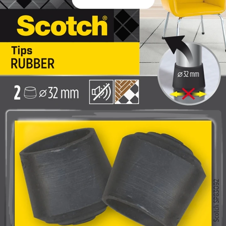 Scotch Pack de 2 Conteras de Goma - Diametro de 32mm - Color Negro 1