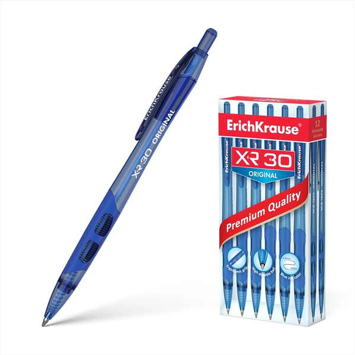 Erichkrause Boligrafo Automatico Xr-30 - Cuerpo Translucido Redondo - Zona de Agarre Ergonomica - Punta de 5 Canales - Tinta de Secado Rapido - Color  1