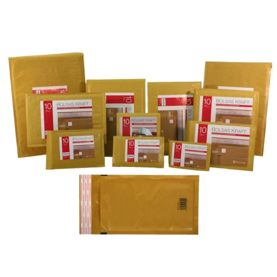 Bismark Bolsa Acolchada Kraft Nº15 220x265mm - Recubrimiento Interno de Laminas de Burbuja de Aire - Cierre Autoadhesivo - Ideal para Envios con Alta  1