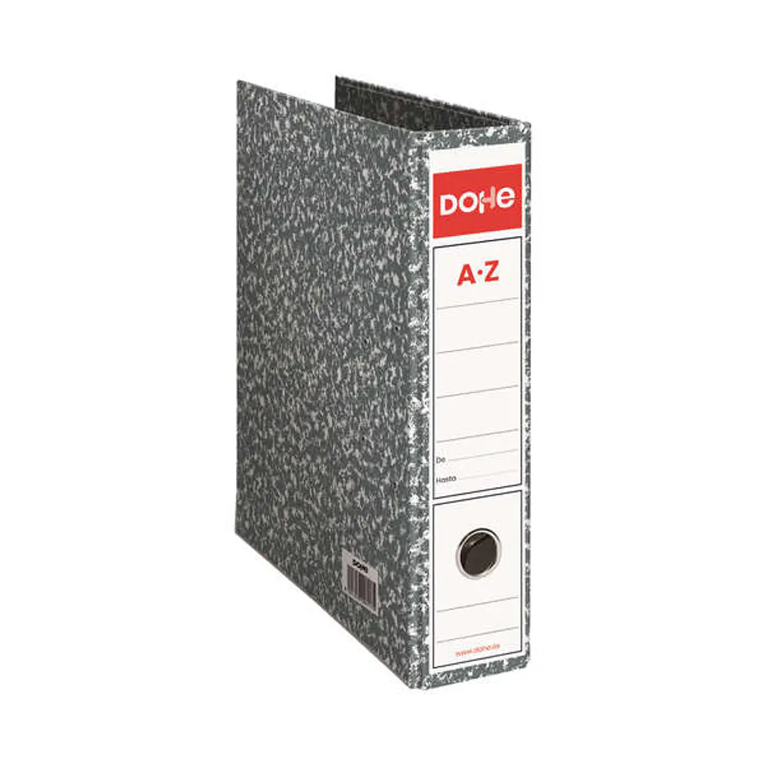 Dohe Archivador Gris Jaspeado A4 - Medidas 282x318x75mm - Carton Forrado con Papel Impreso - Cantoneras Metalicas - Ollao y Palanca de Maxima Calidad 1
