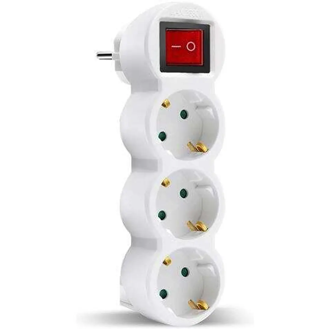 Elbat Base Multiple 3 Tomas con Interruptor - Color Blanco 1