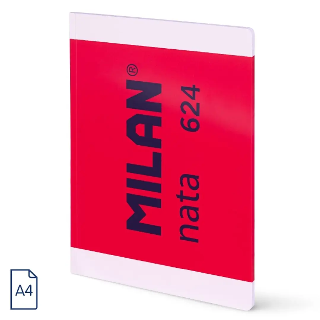 Milan Nata 624 Libreta Encolada Formato A4 Liso - 48 Hojas de 95 gr/m2 - Microperforado - Color Rosa 1